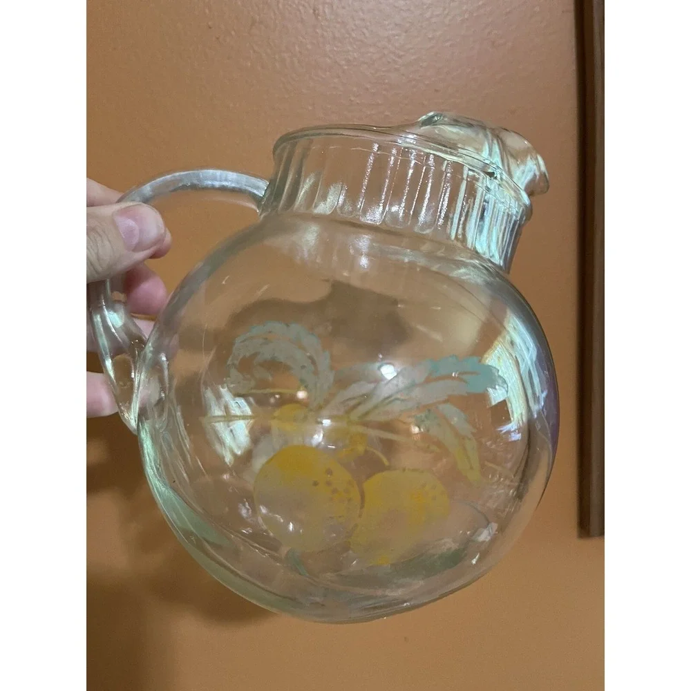 Vintage 1960's Anchor‎ Hocking Tilted Ball Orange Juice Pitcher